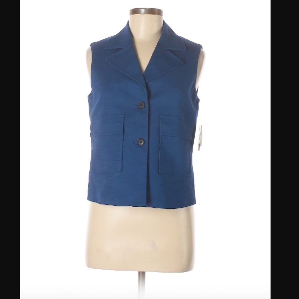 Anne Klein Blue Sleeveless Blazer-Size 4-NWT